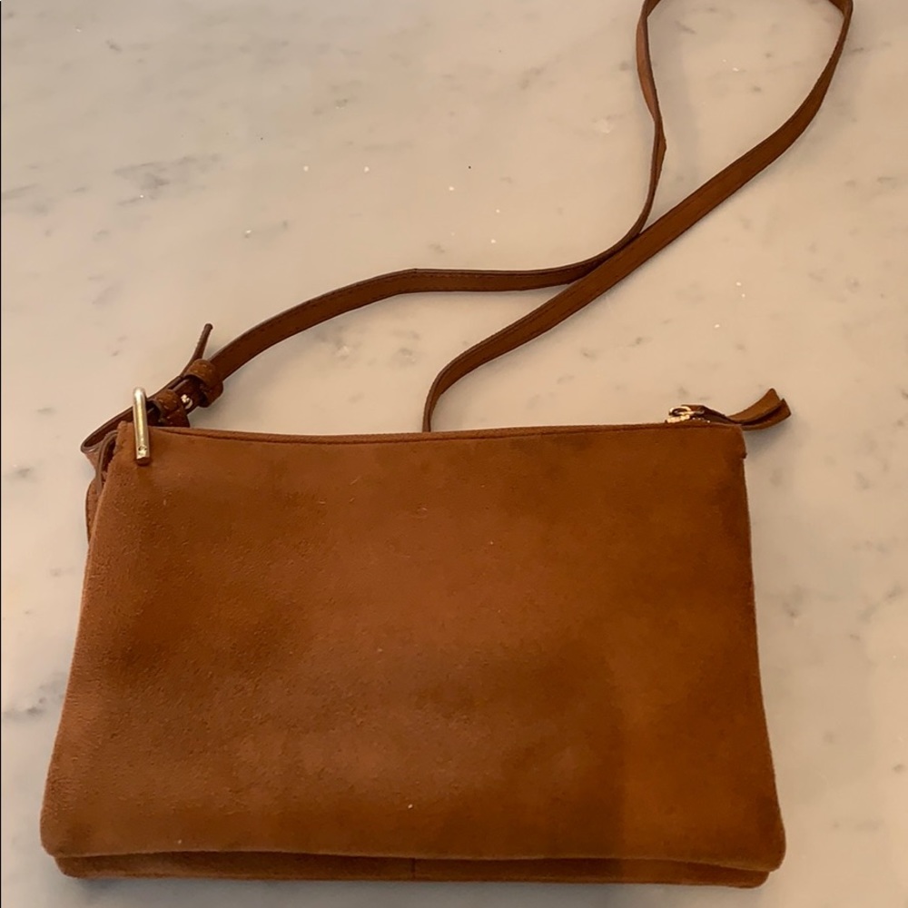 Suede cross over body purse